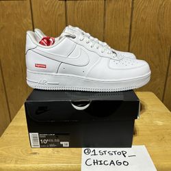 Supreme Nike Air Force 1 Low Men’s Size 10.5 Triple White CU9225-100 NEW