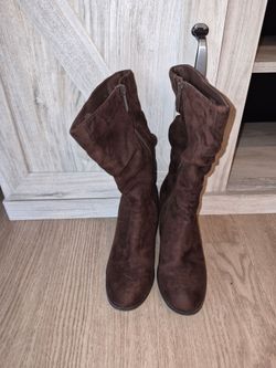 Brown Suede Mid-Calf Boots