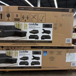 Coddle Aria Fabric Sleeper Sofa with Reversible Chaise and Storage Gray 