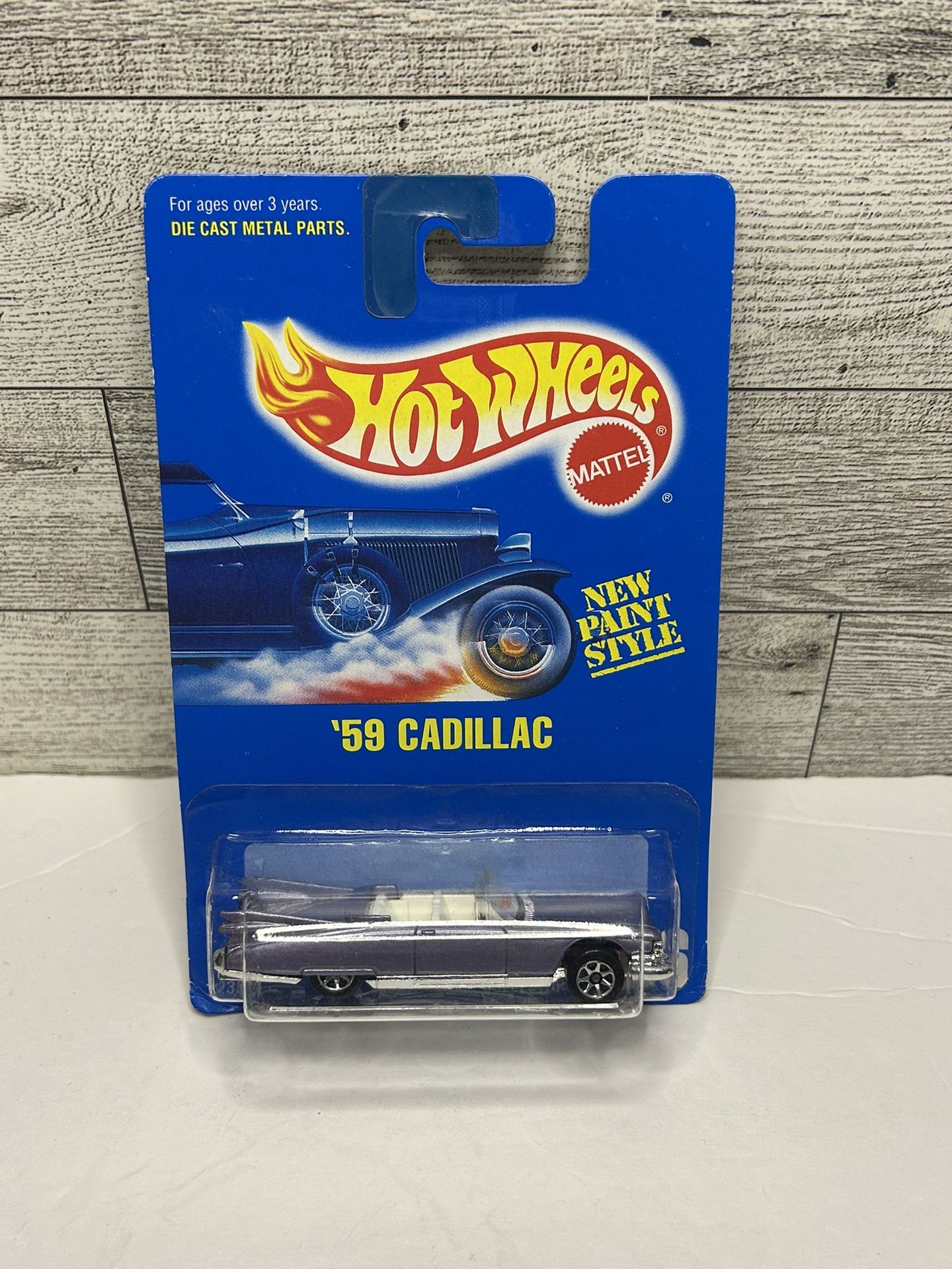 Vintage Hot Wheels Purple ‘1959 Cadillac Convertible / New Paint Style • Die Cast Metal & Plastic • Made in Malaysia