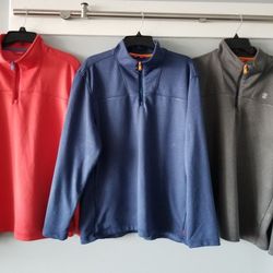 3 Mens IZOD Quarter Zip Fleece Sweaters! Large! Perfect Condition! Like New!