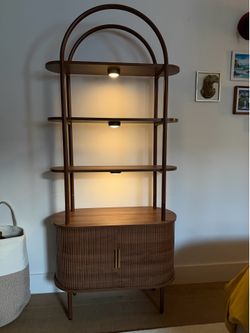 Unique Arched Bookshelf, 71" Tall Mid Century Modern Bookcase