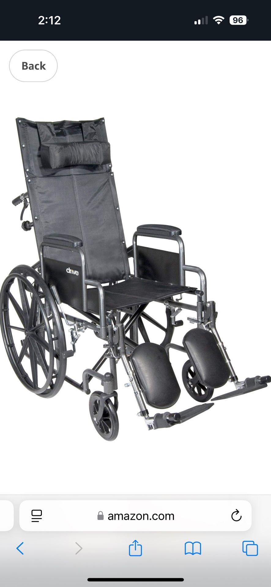 McKesson Reclining Wheelchair & Detachable Desk Arms - 18" Seat Width, 300 Lbs