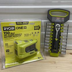 Ryobi power inverter and Craftsman 1/4” tool set
