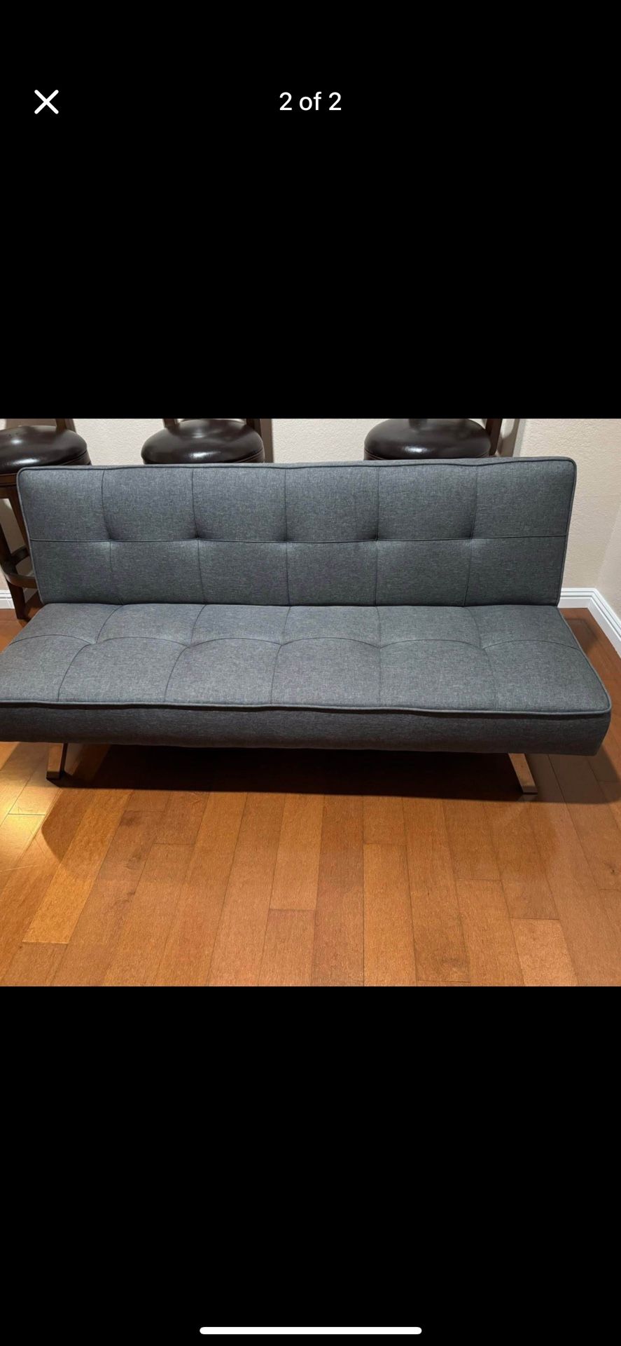 Hawthorne Collections Multi-Functional Fabric Upholstered Button Tufted Convertible Sleeper Sofa in Charcoal