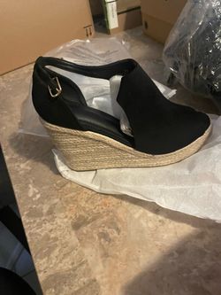 Black Espadrille Wedge Sandals