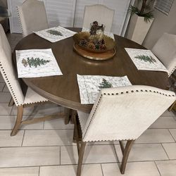 Solid Wood Round Table 5 Chairs