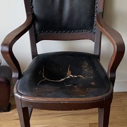 Antique Throne Chair nailhead trim