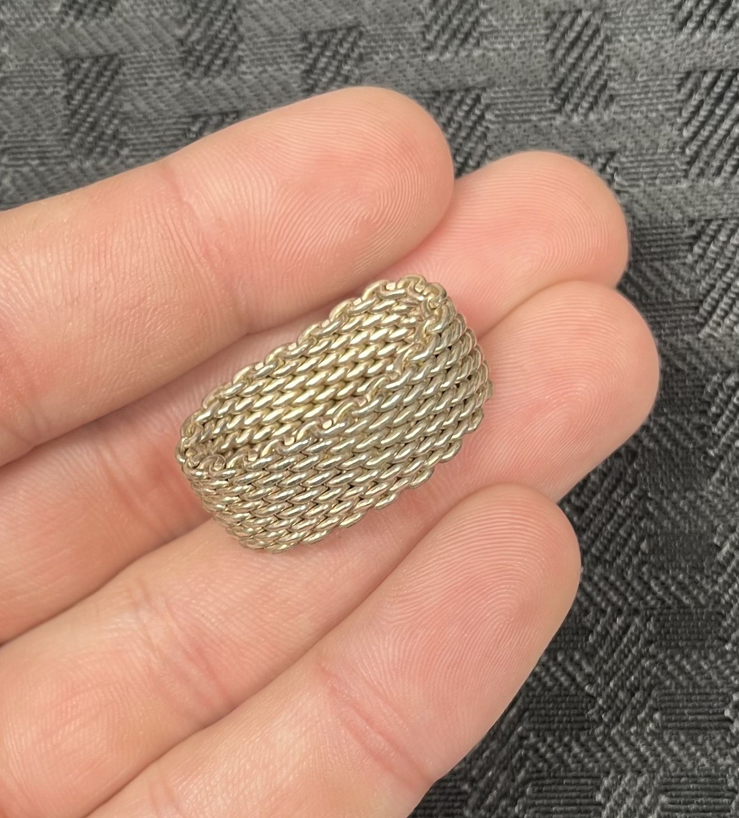 Tiffany & Co. Sterling Silver Somerset Mesh Flexible Ring .925