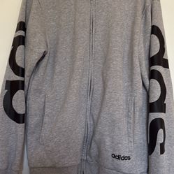 Men’s Adidas Essentials Gray Zip-Up Jacket M