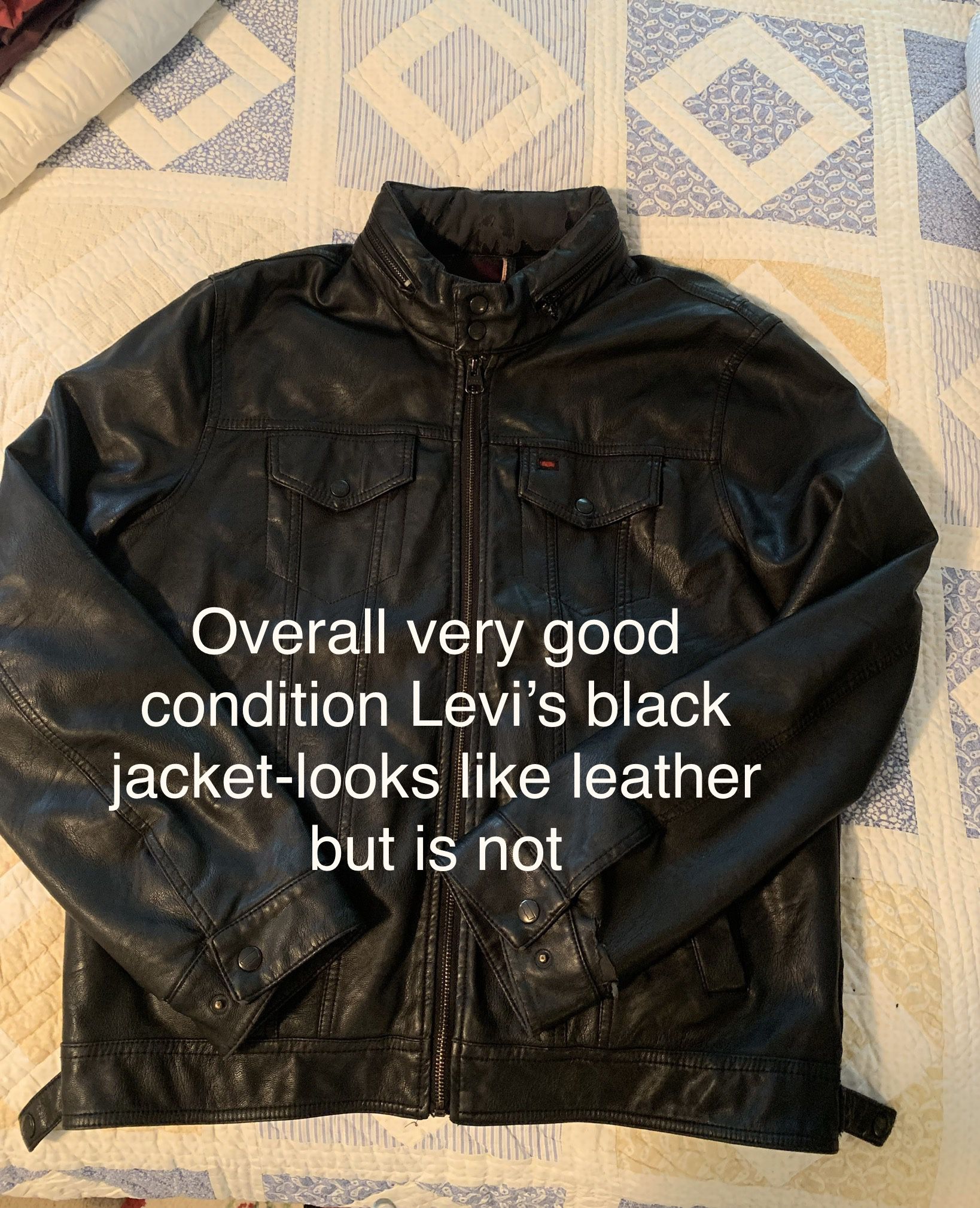 Levi’s Mens Size Medium Black Faux Leather Jacket