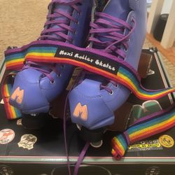 Gently Used Moxie Roller Skates, Size 8, Beach Bunny, Periwinkle