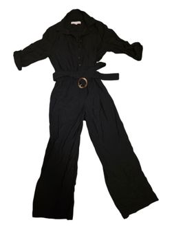 LOFT Petites Black Belted Utility Chic Jumpsuit - 8P
