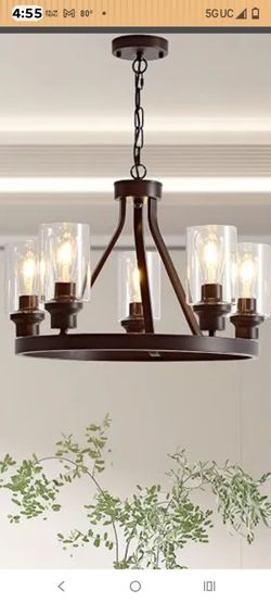 round five light chandelier