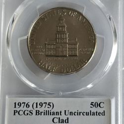 1976 50c Clad Bicentennial Kennedy Half Dollar PCGS BU | 1975 Lost Year