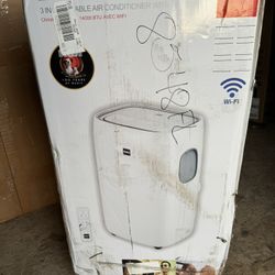 14,000 BTU Portable Air Conditioner Cools 450 Sq. Ft. with Remote Control and Wi-Fi Enabled in White