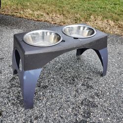 Large Dog Food Water Bowl With Stand 18" TALL!