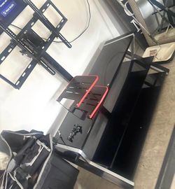 Black Glass TV Stand with Shelves