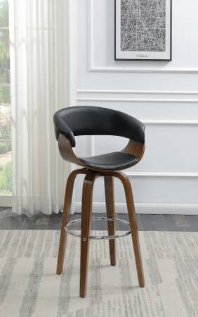 Modern Black Leatherette Bar Stool with Walnut Wood $175 Each! SALE!