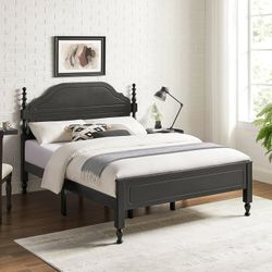 Queen Size Bed Frame with Wooden 50" Tall Headboard, Heavy Duty Solid Wood Slats Support, Rubber Wood Platform Bed Frame with Large Under Bed Storage,