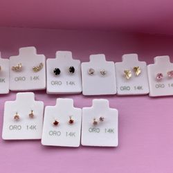 Aretes De Oro 14 K Each $120