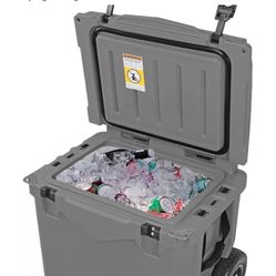 45 Quart Towable Roto Molded Ice Chest Outdoor Camping Cooler with Wheels | Pro Tough Durable Outdoor Camping Fishing Ice Chest 