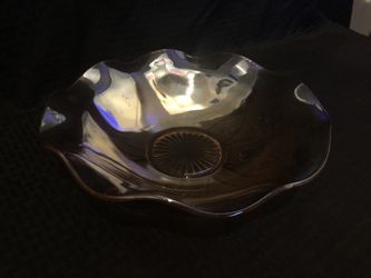 Jeanette Glass Iris & Herringbone Bowl 12”