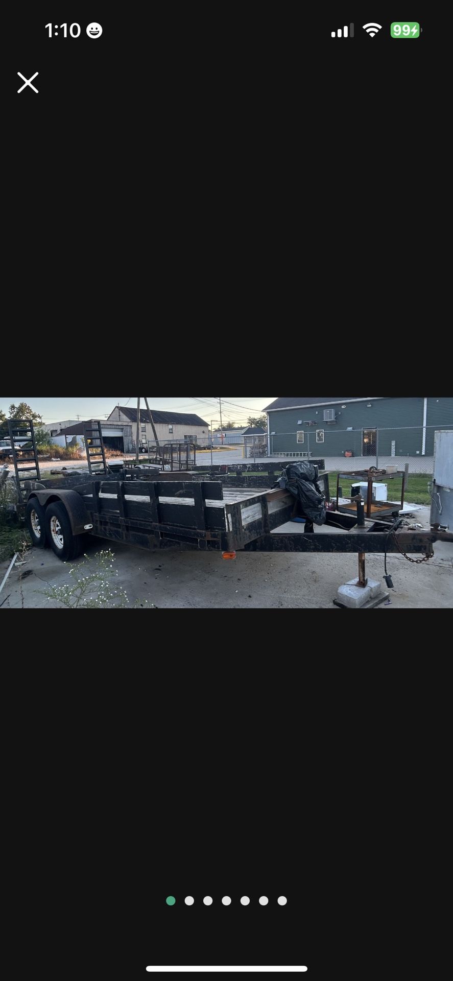 18’ by 6’10” equipment tailer clean title 10,000 pound GVW with removeable homemade stake railings