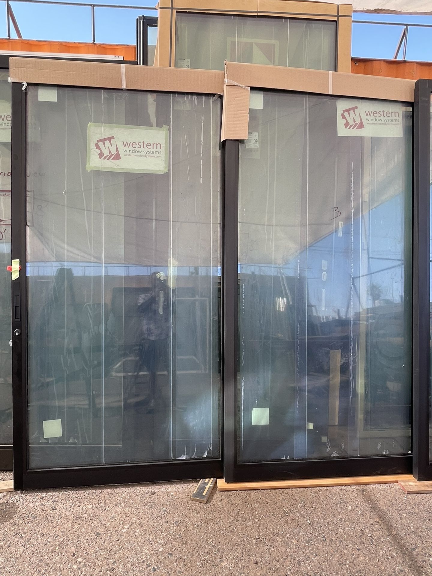 3- Sliding Glass Doors 97”3/4w x98”3/8 $5500cash Each