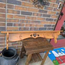 Vintage Cottagecore Rustic Heart Cut Out Two Pegs Display Wall Decor 