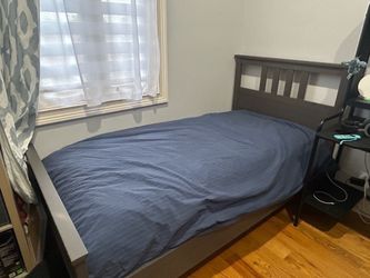 Gray wood bed frame