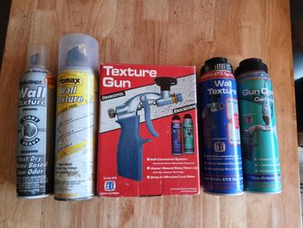 ETX Drywall Texture Gun with Cartridges and Homax SingleShot Knockdown Orange Peel Drywall Texture Spray Cans Lot