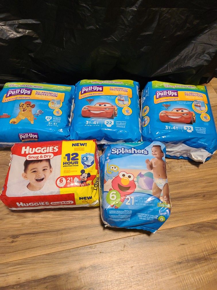 Huggies Pull Ups, Diapers, Pampers Splachers