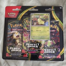 Pokemon Mega Evolution Perfect Order 3-Pack Blister (Chikorita Promo)