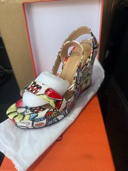 Graffiti Print Platform Wedge Sandal