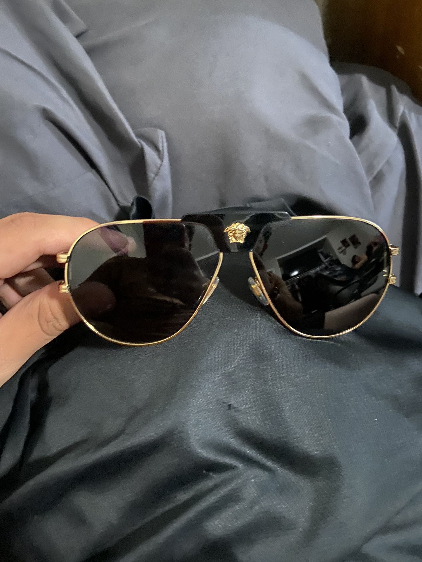 Versace Gold Aviator Sunglasses 
