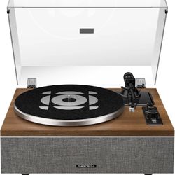 ONE-S Vinyl Record Player with Bluetooth Input/Output, All-in-One Vintage Turntable 