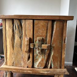 Vintage Cabinet Solid Heavy Natural Wood