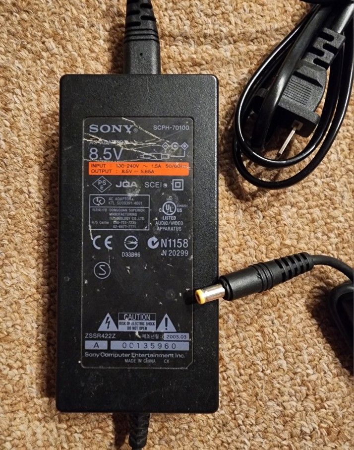 Sony PlayStation 2 AC Adapter Charger Cord SCPH-70100 8.5v