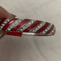 Red & Silvery Bangle Bracelet 