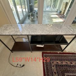 Modern Marble Style & Metal Accent  Furniture Set – Coffee, Console, & Side Tables ($45 each item)