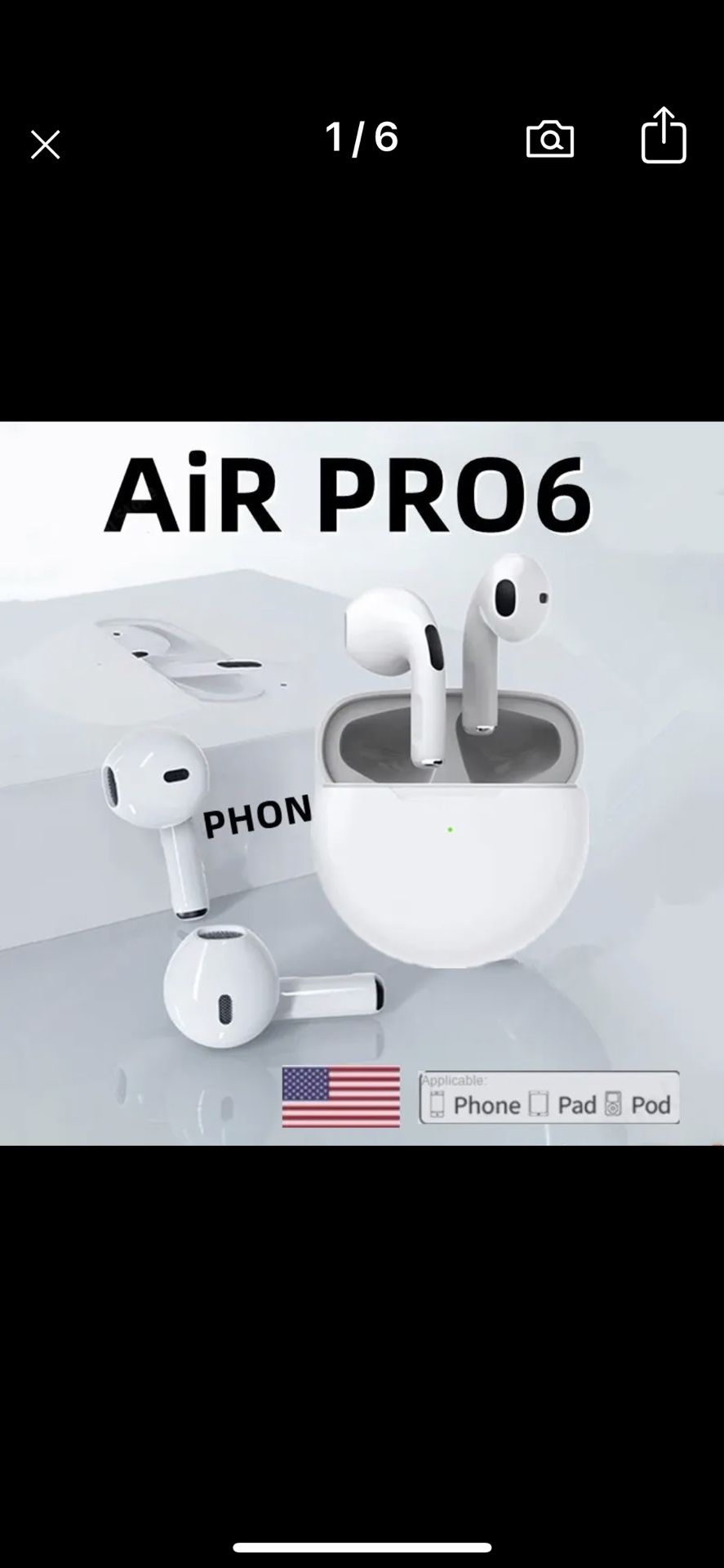 Or iginal Pro 6 TWS Wireless Bluetooth Earphones Headphones Mini Fone Earphone Stereo Sport Headset For Xiaomi Android Earbud