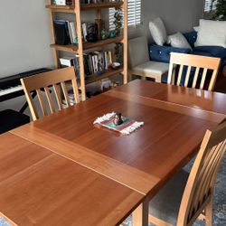 Modern Dining Table In Cherry With 3 Dining Chairs
