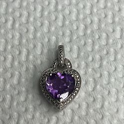 Sterling silver, amethyst heart pendant