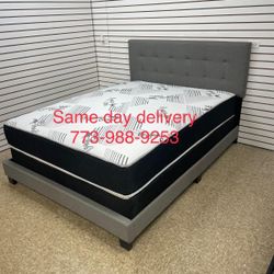Queen Bed Headboard Frame Mattress And Box Spring $300