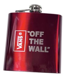 Vans off the Wall Logo Stainless Steel Red Hip Flask 6 oz. New 