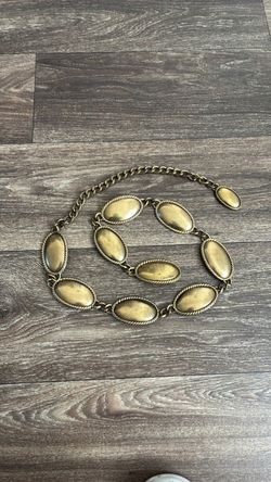 Calvin Klein Heavy Chain Gold Brass Metal Concho Belt Boho Statement Piece