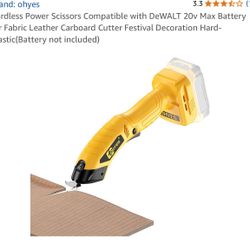 Cordless Power Scissors Compatible with DeWALT 20v Max Battery for Fabric Leather Carboard Cutter Festival Decoration Hard-Plastic(Battery not include