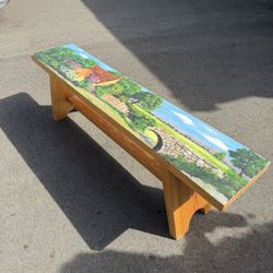 Custom Handcrafted & Painted Wooden Bench – Solid Wood Statement Piece