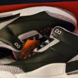 Air Jordan 3 Retro Black/fire Red-Cement Gray Size 13